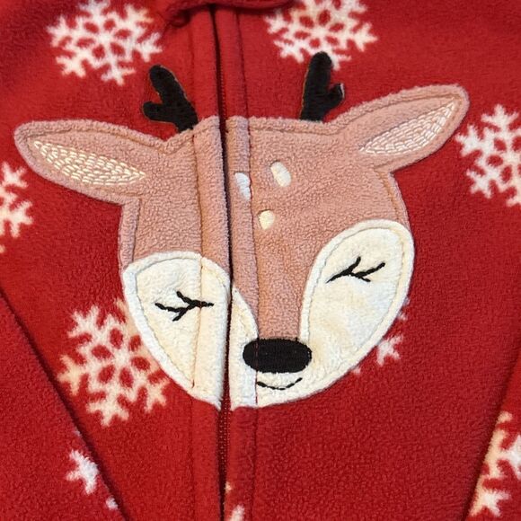 Carter’s Just One You Toddler Girls Red Reindeer Fleece Sleeper Pajamas Size 2T - Picture 1 of 8